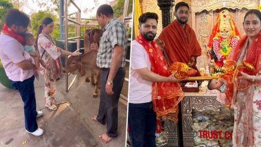 Rahul Vaidya and Disha Parmar Seek Blessings at Mahalakshmi Jagdamba Temple With Daughter Navya, Singer Shares Video From Their Visit on Insta – Watch